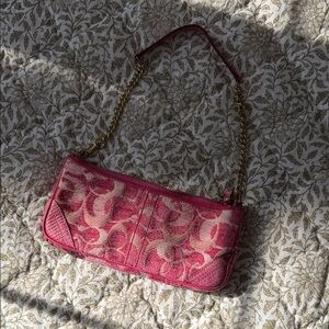 Y2K Vintage Pink Coach Mini Shoulder Bag Gold Chain